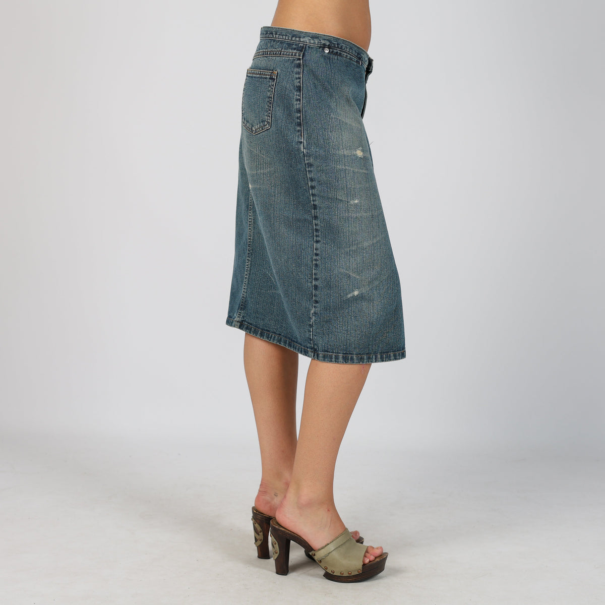 Blue Y2K Denim Midi Skirt (S)