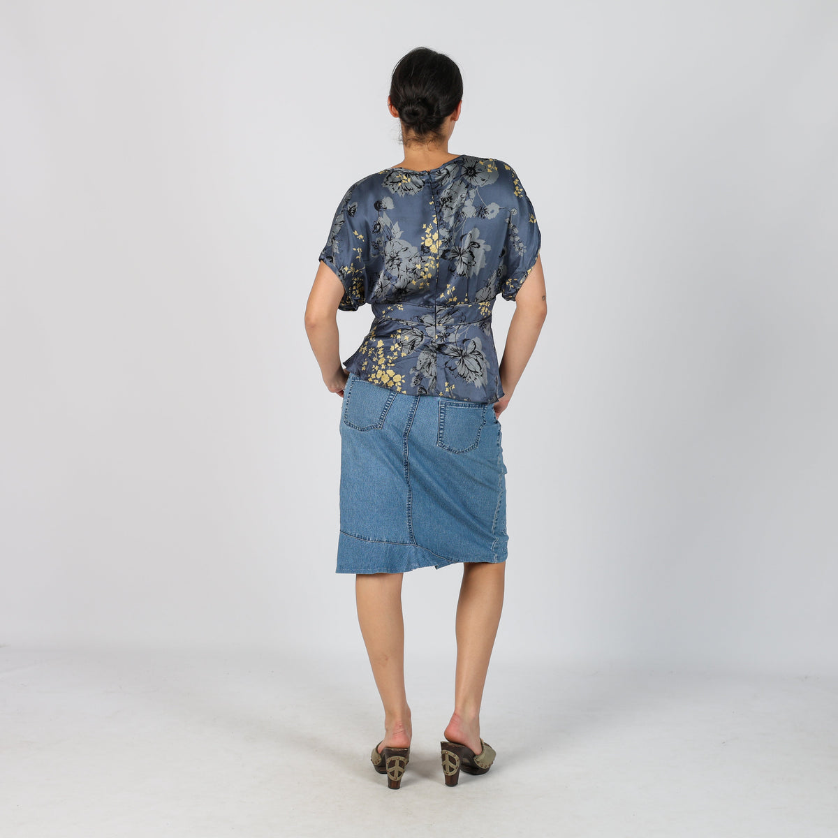 Light Blue Y2K Denim Midi Skirt (S)