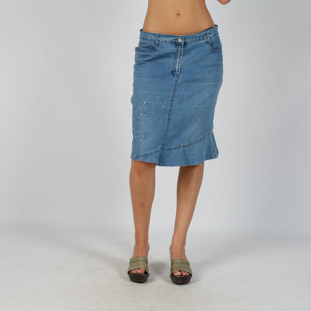 Light Blue Y2K Denim Midi Skirt (S)