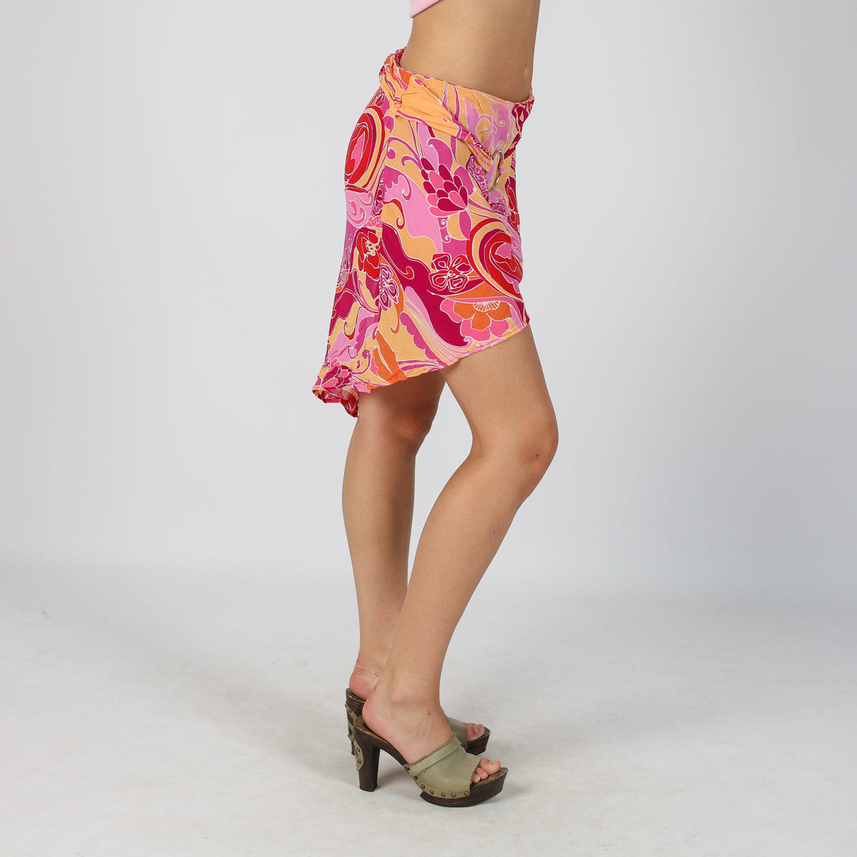 Pink Y2K Made in Italy Woven Mini Skirt (XS)