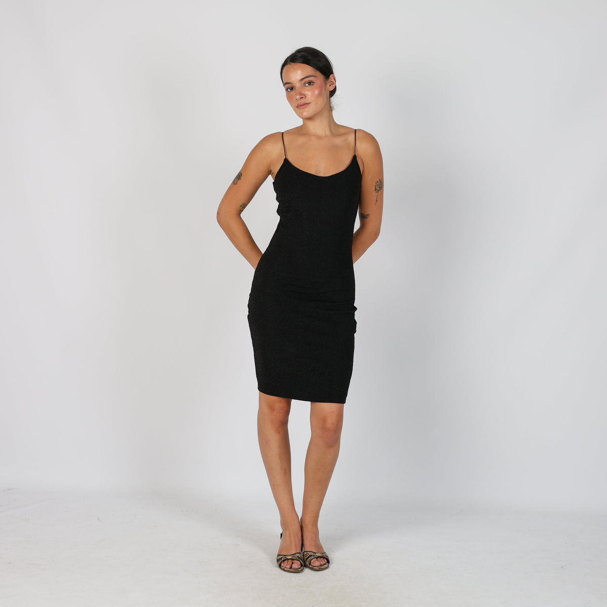 Black Y2K Woven Midi Dress (S)