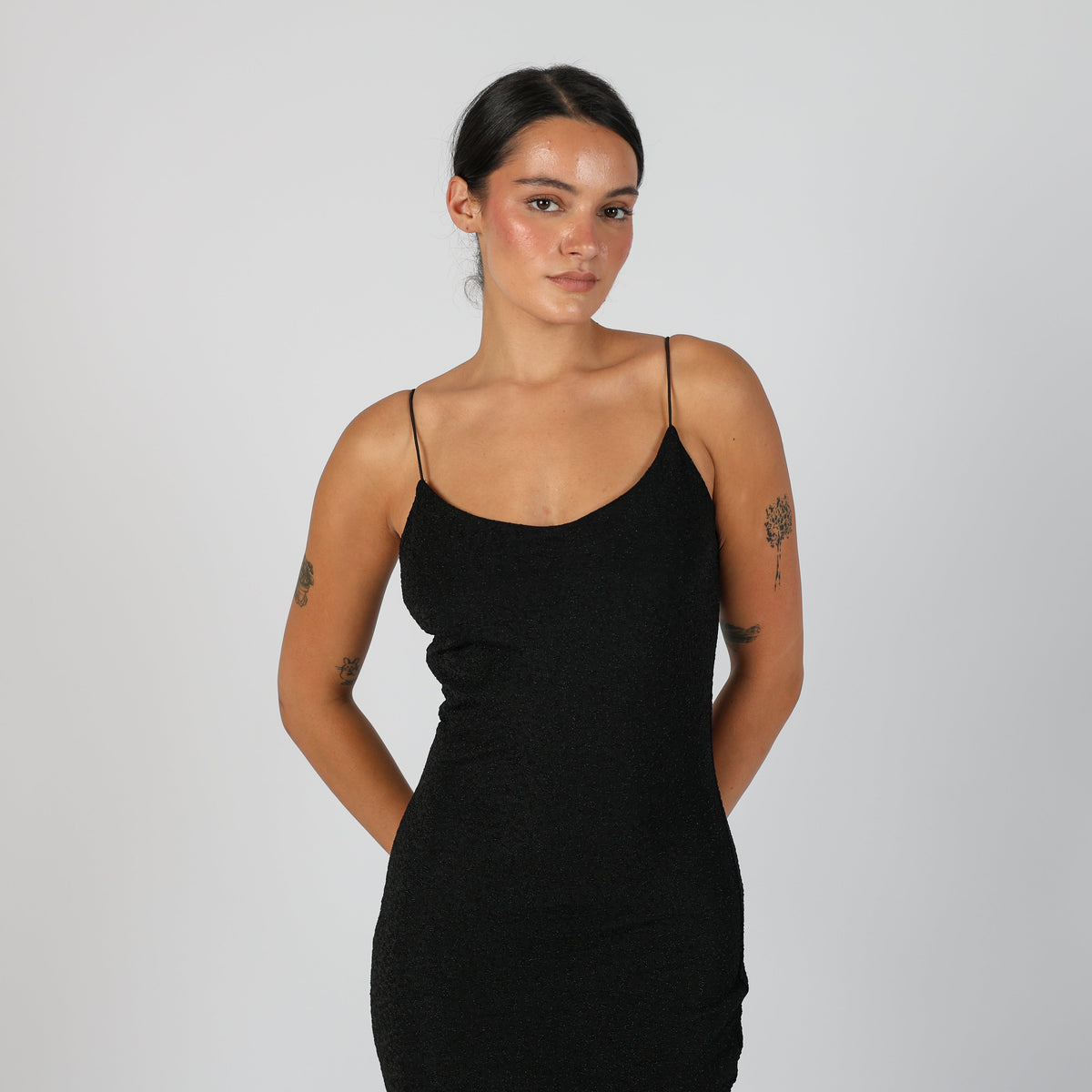 Black Y2K Woven Midi Dress (S)