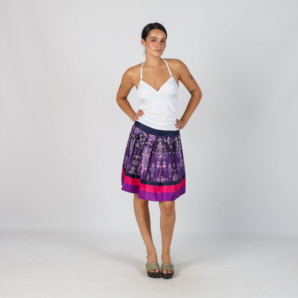 Purple Y2K Custo Barcelona Woven Midi Skirt (XS)