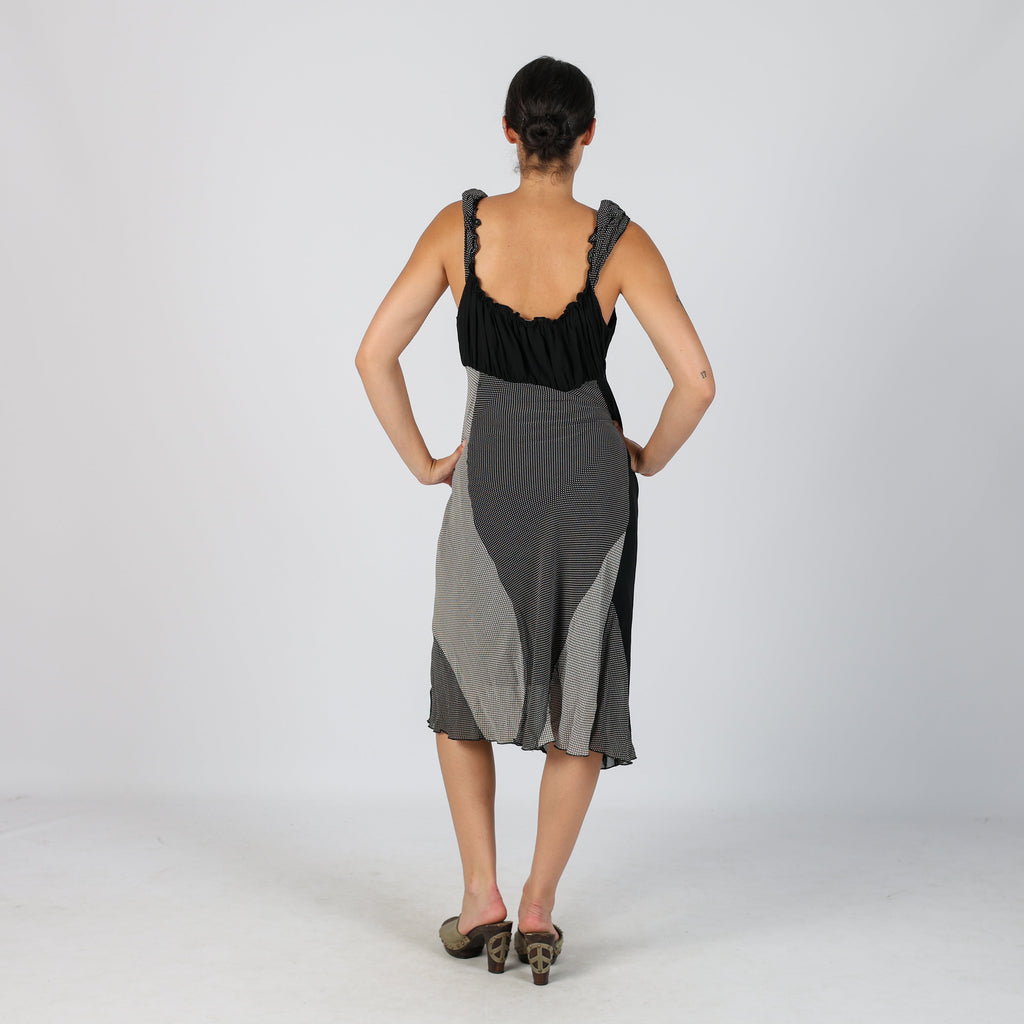 Black Y2K Made in Italy Woven Midi Dress (M)