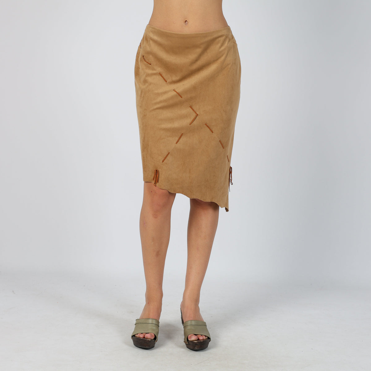 Brown 90s Specchio Woven Midi Skirt (XS)