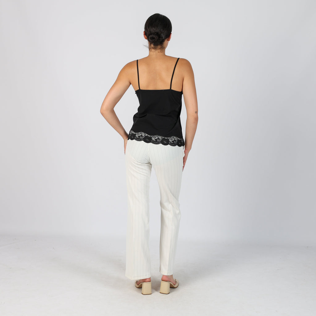 Cream Y2K Denny Rose Woven Trousers (S)