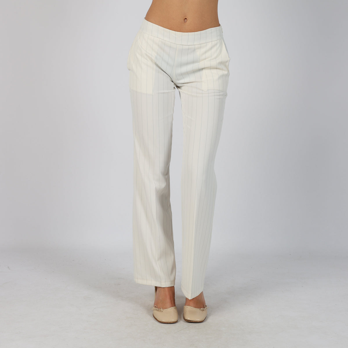 Cream Y2K Denny Rose Woven Trousers (S)