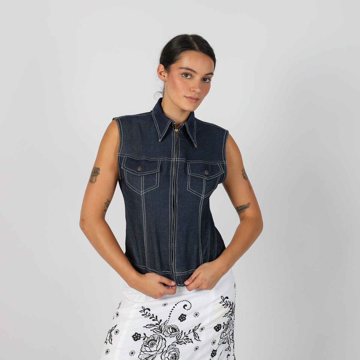 Blue Y2K Denim Waistcoat (M)