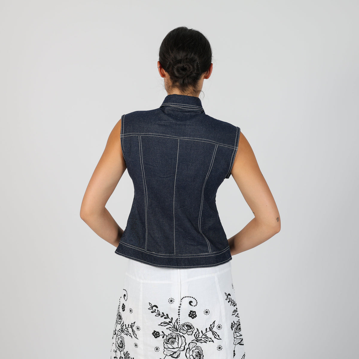 Blue Y2K Denim Waistcoat (M)