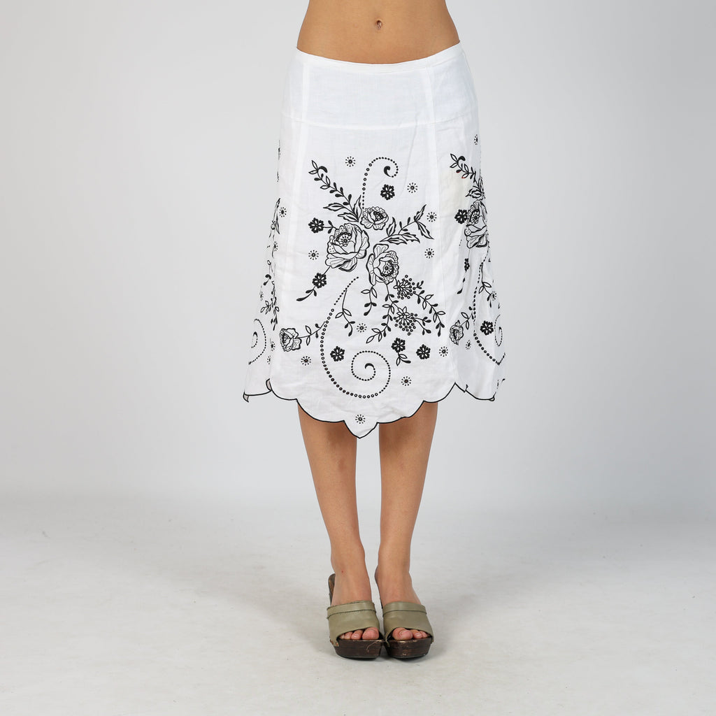 White Y2K Woven Midi Skirt (XS)