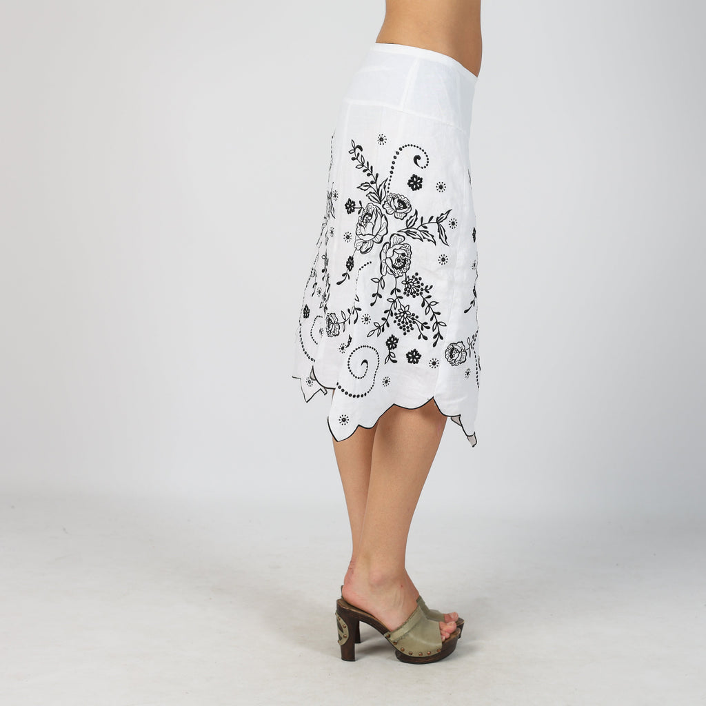 White Y2K Woven Midi Skirt (XS)