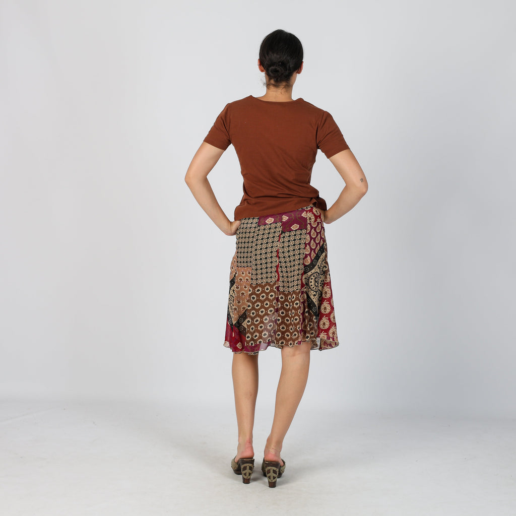 Brown Y2K Woven Midi Skirt (S)