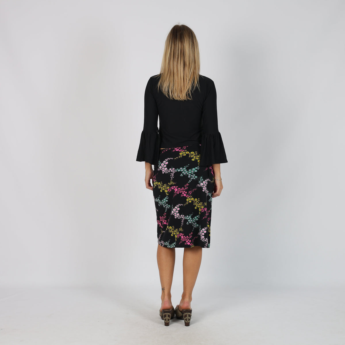 Black Y2K Woven Midi Skirt (XS)