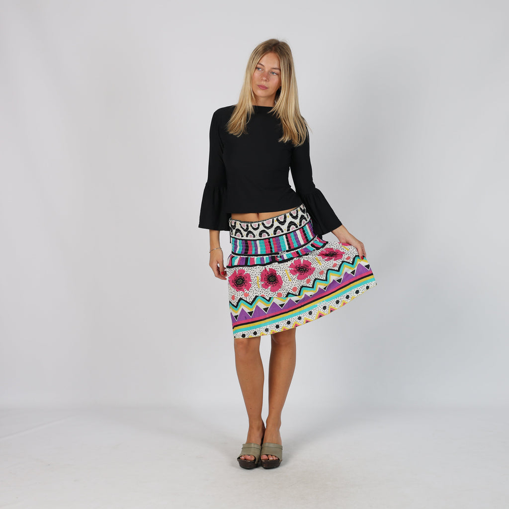 Ivory Y2K Woven Midi Skirt (XS)