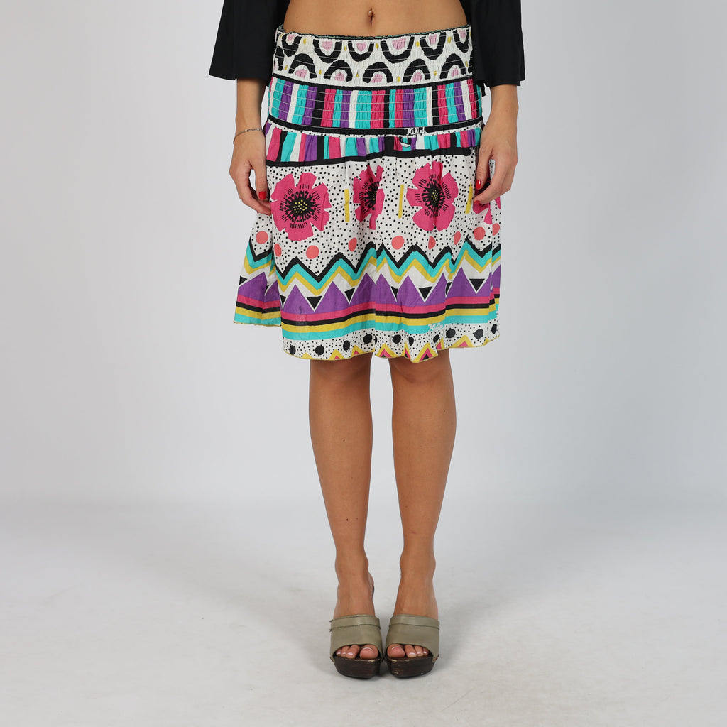Ivory Y2K Woven Midi Skirt (XS)
