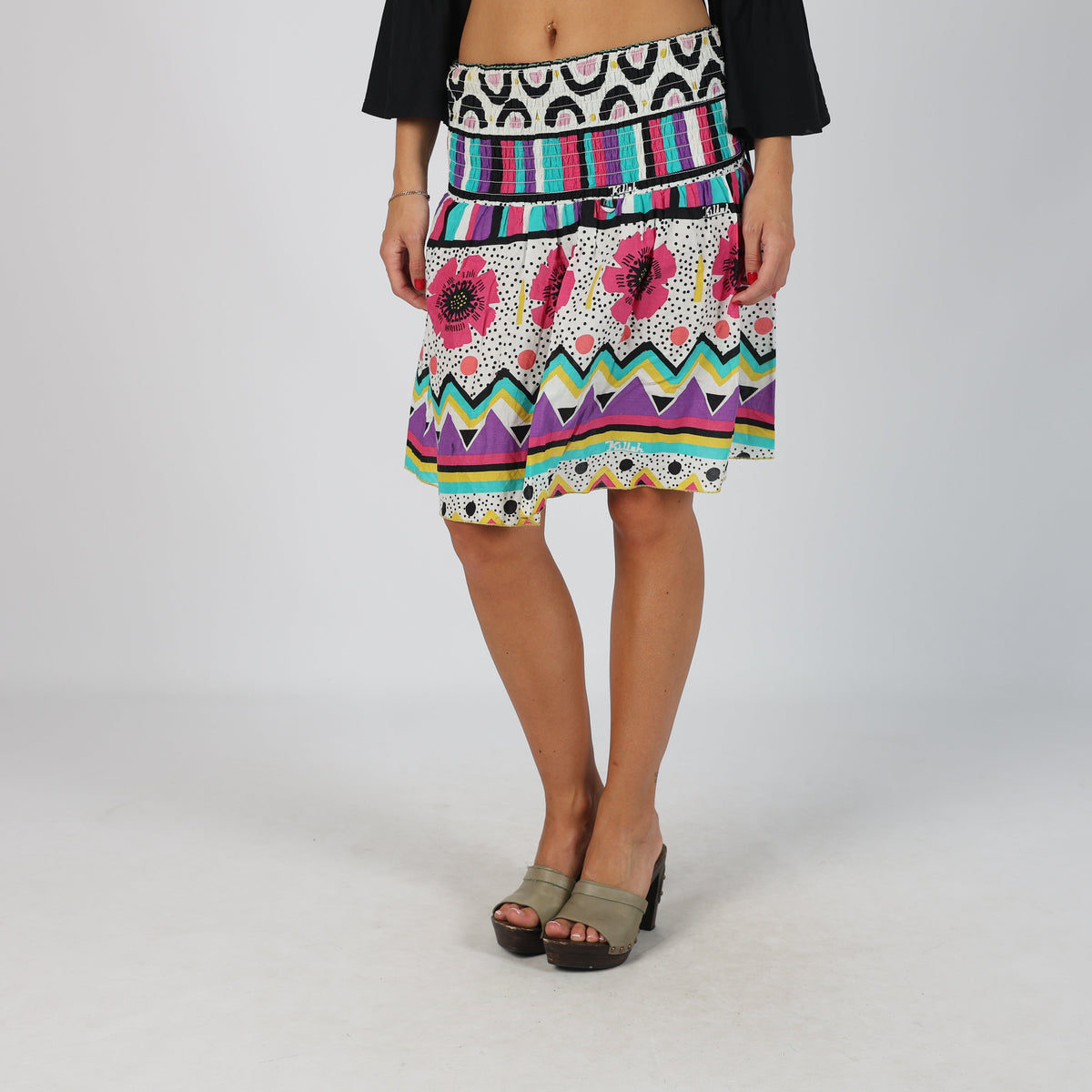 Ivory Y2K Woven Midi Skirt (XS)