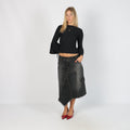 Charcoal Grey Y2K Oltre Denim Midi Skirt (L)