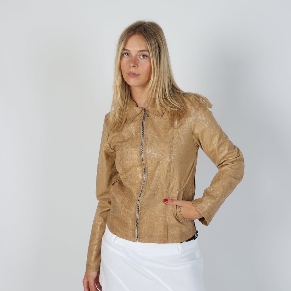 Tan Y2K Terranova Leather Jacket Faux (S)