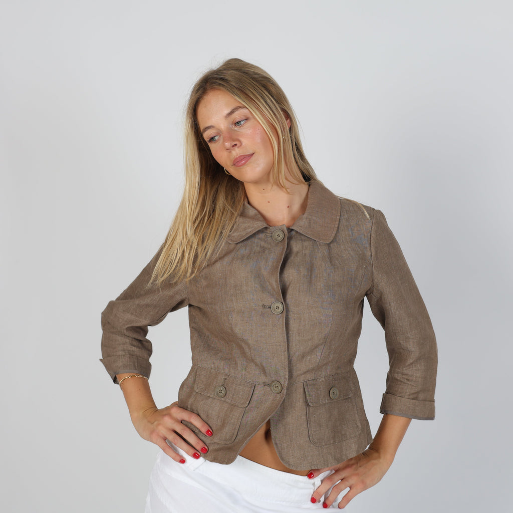 Brown Y2K Light jacket Linen (S)
