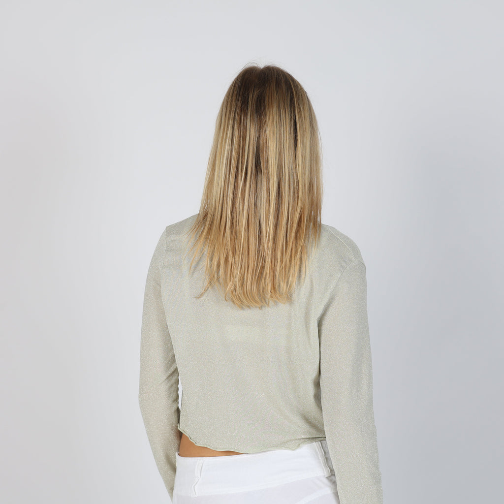 Silver Y2K Made in Italy Long Sleeve Top (S)