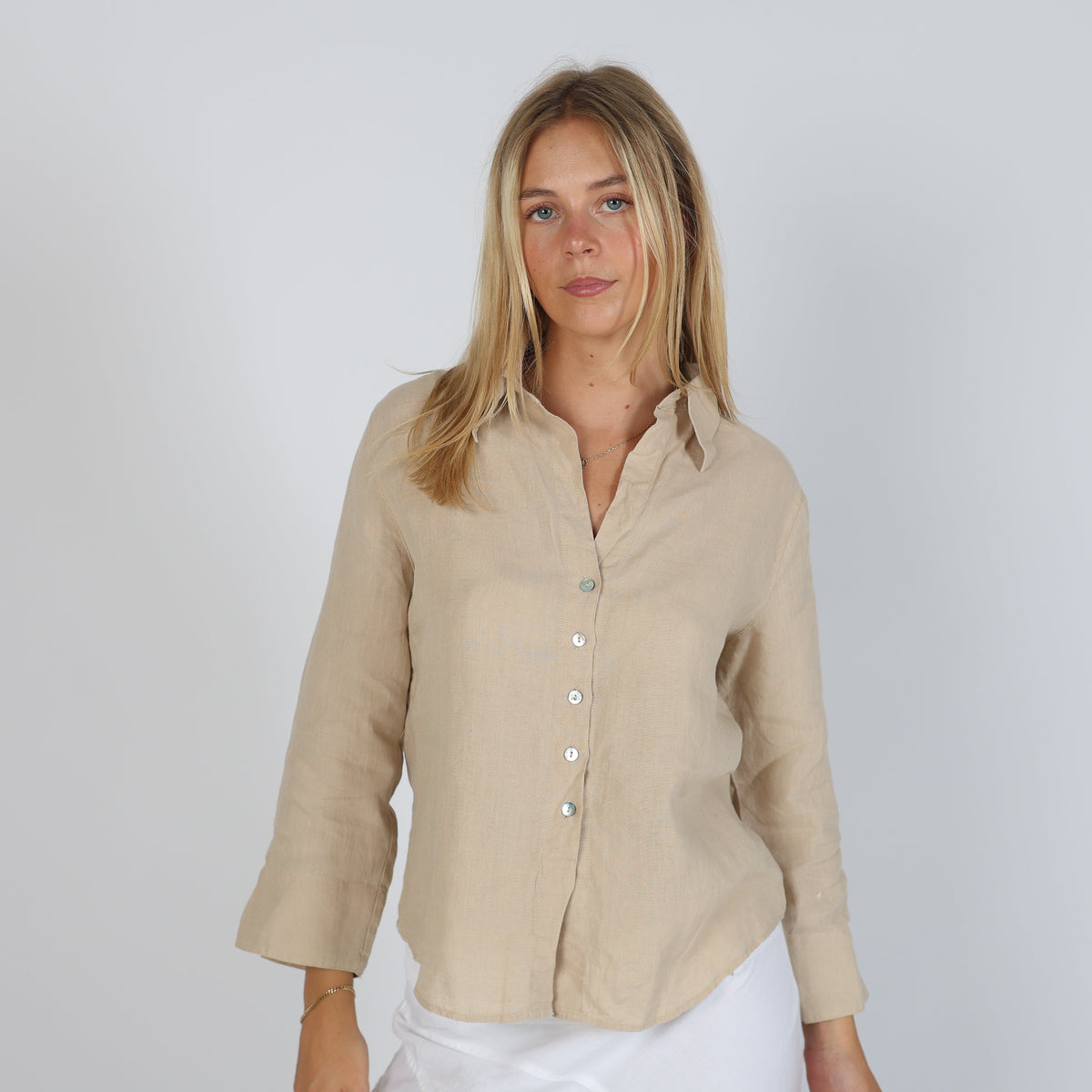 Beige 90s Made in Italy Shirt Linen (S)