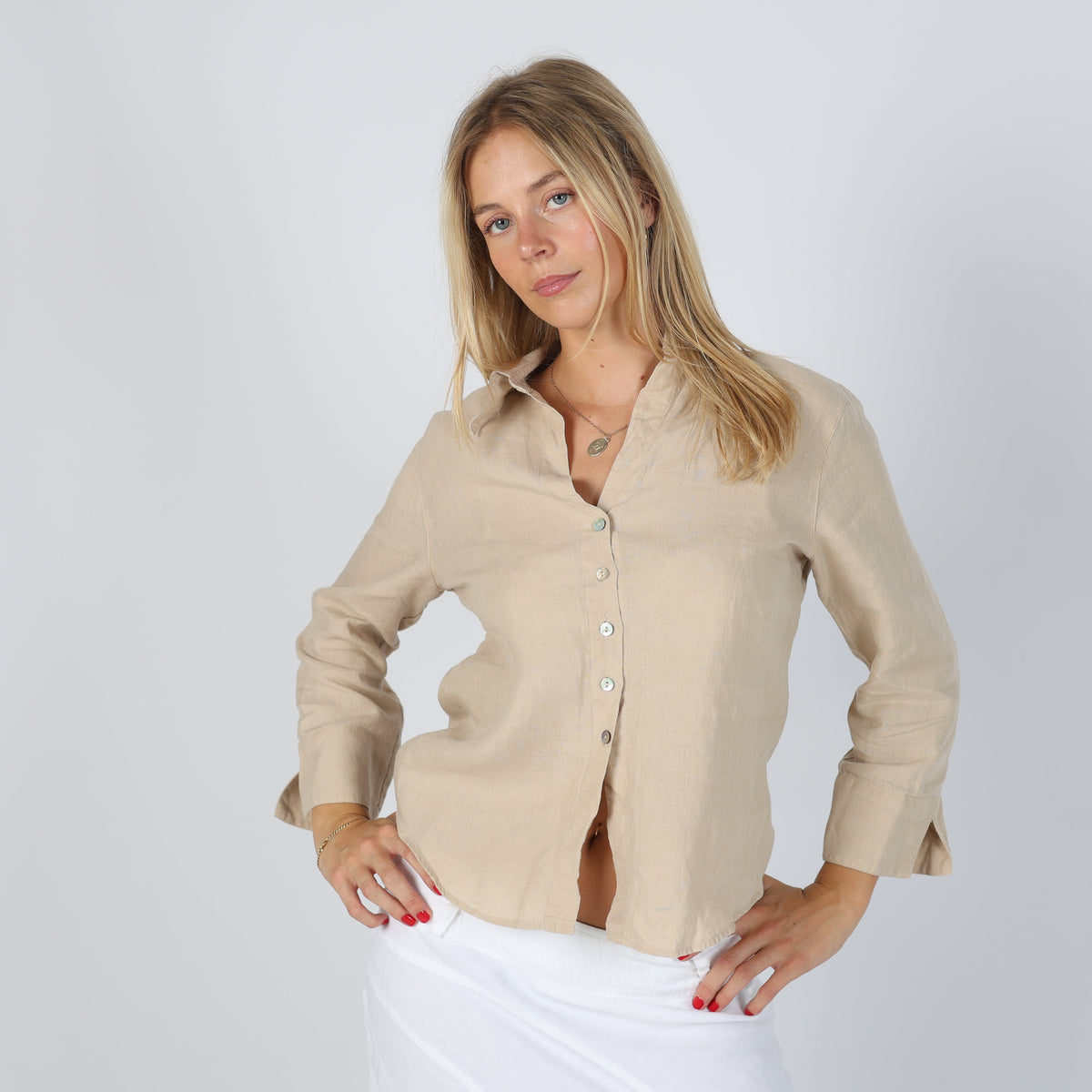 Beige 90s Made in Italy Shirt Linen (S)