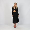 Black Y2K Woven Midi Skirt (XXS)