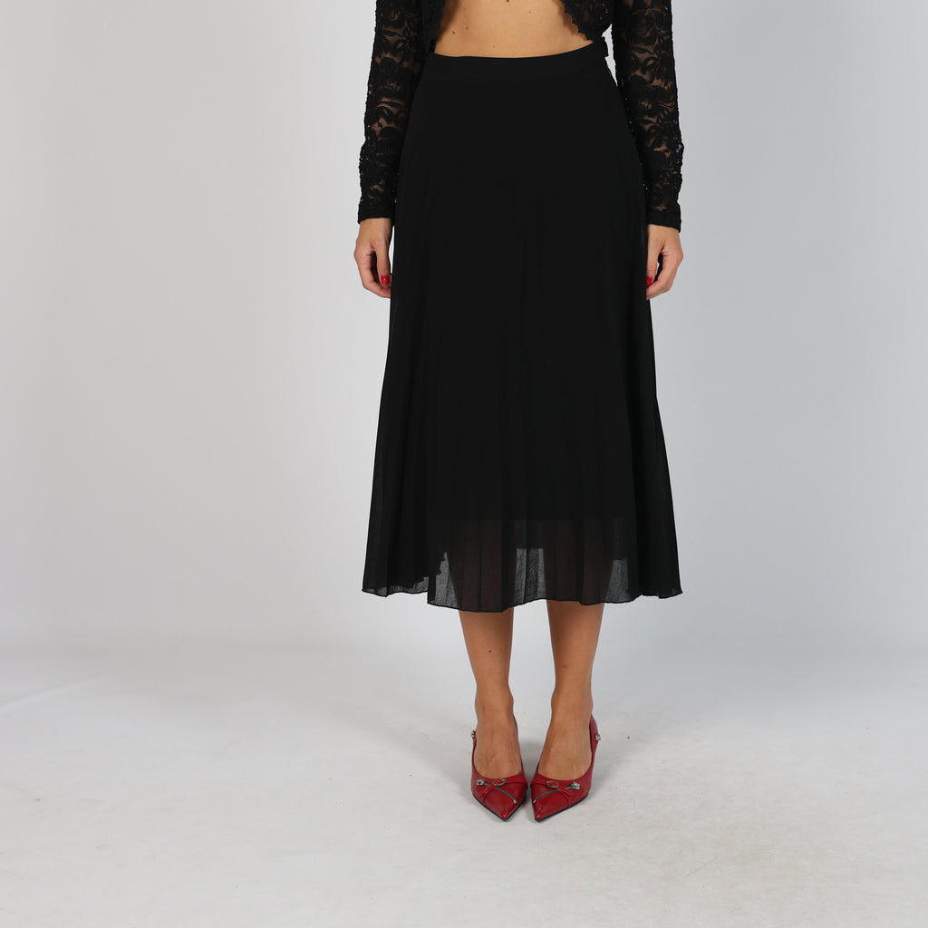 Black Y2K Woven Midi Skirt (XXS)