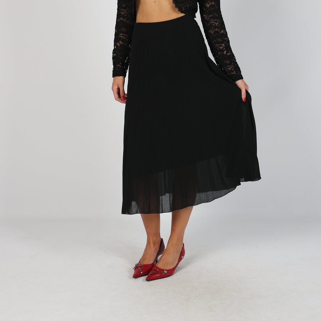 Black Y2K Woven Midi Skirt (XXS)