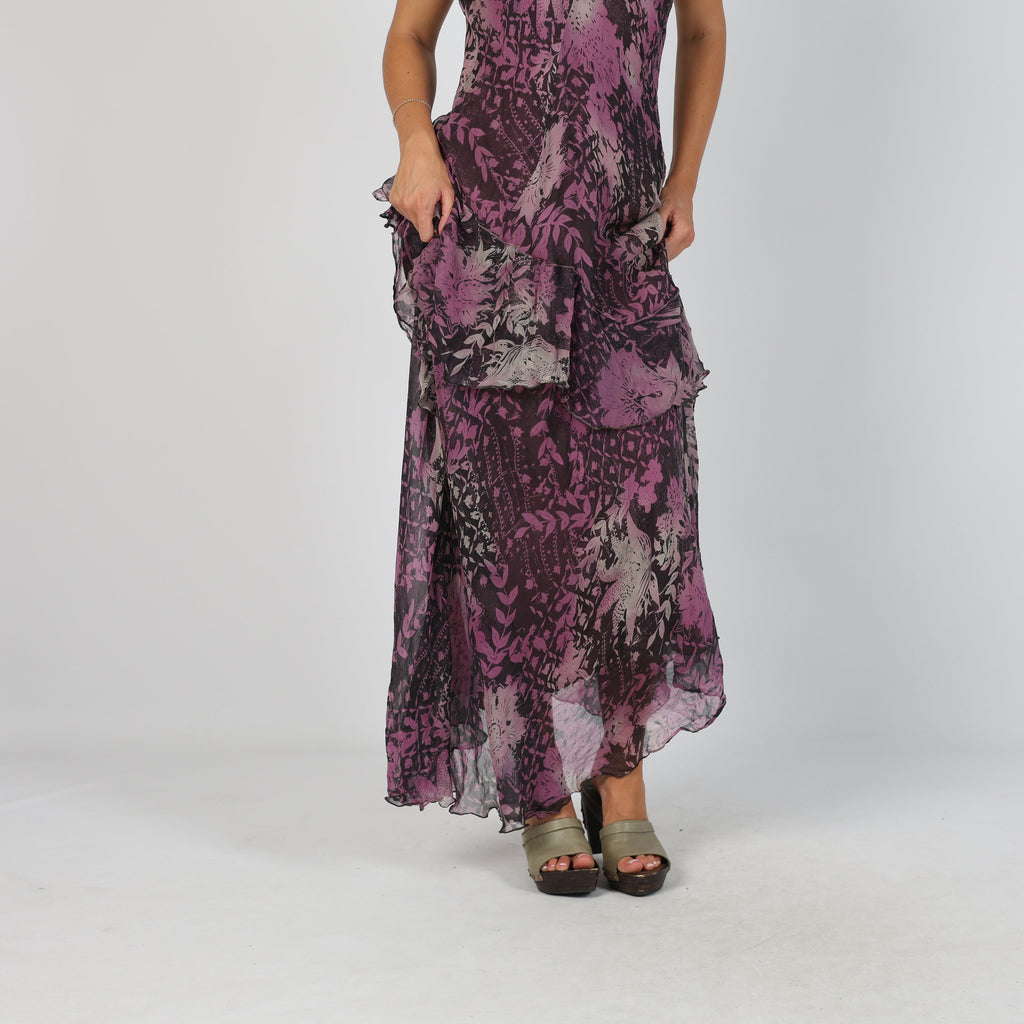 Purple Y2K Woven Maxi Dress (M)