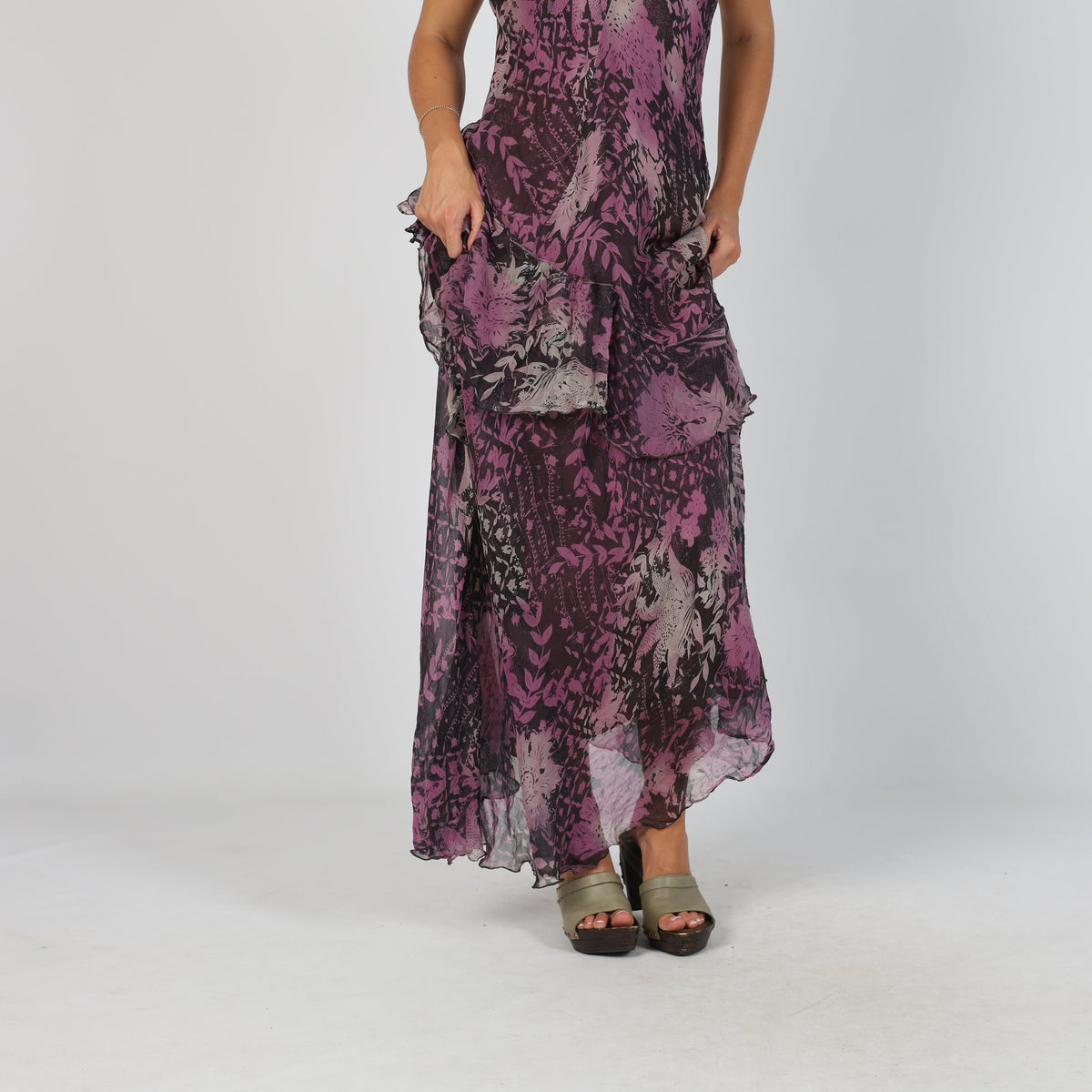 Purple Y2K Woven Maxi Dress (M)