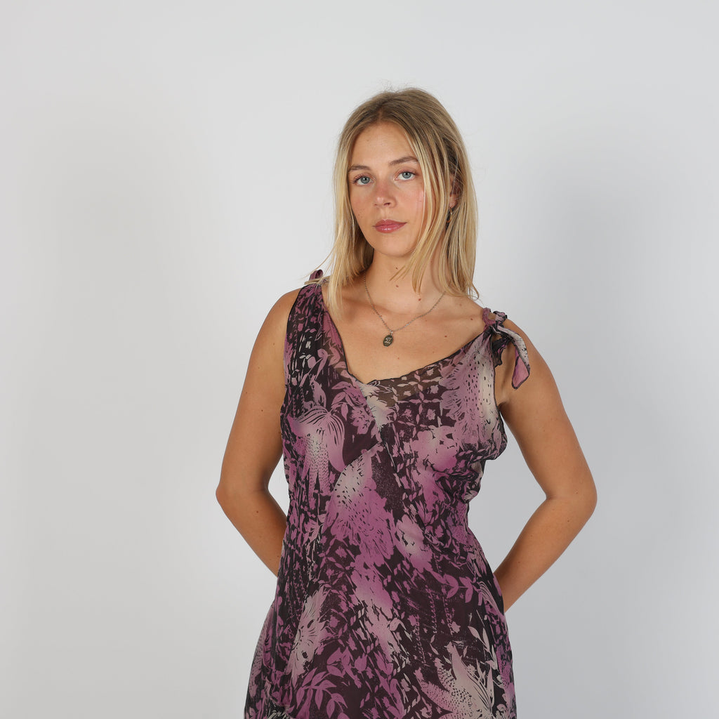 Purple Y2K Woven Maxi Dress (M)