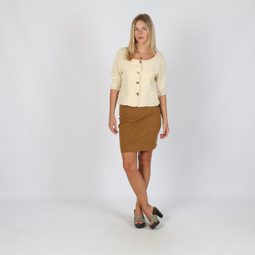 Brown Y2K Gianfranco Ferre Woven Mini Skirt (XS)