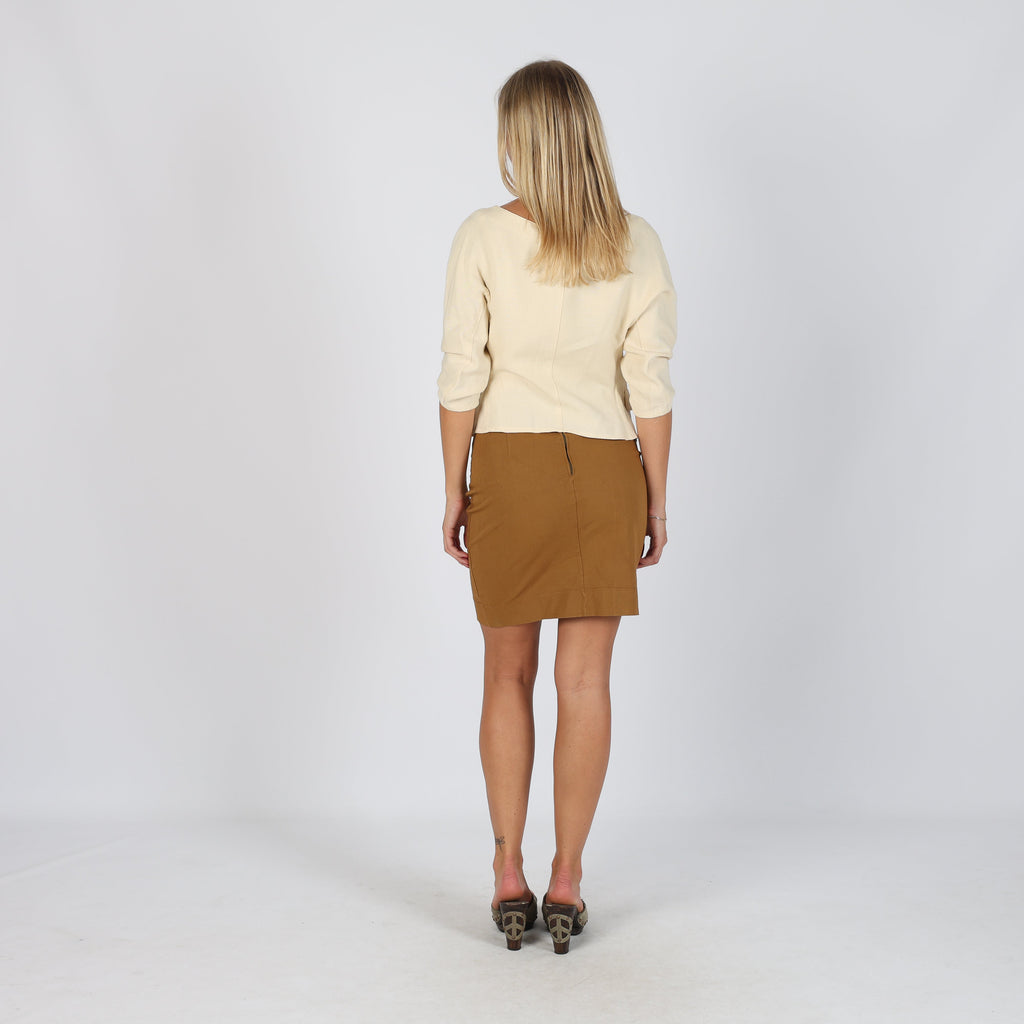 Brown Y2K Gianfranco Ferre Woven Mini Skirt (XS)