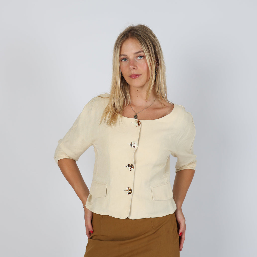 Cream Y2K United Colors of Benetton Woven Jacket (S)