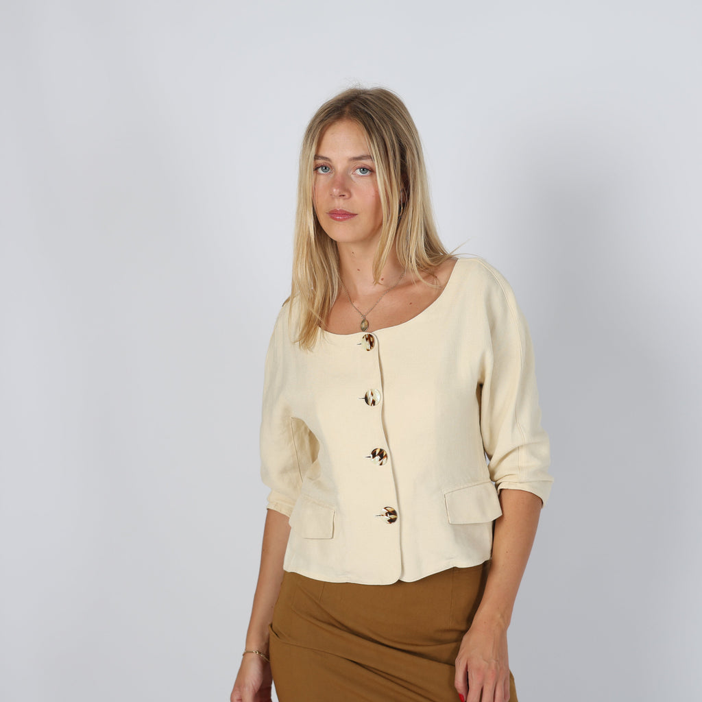 Cream Y2K United Colors of Benetton Woven Jacket (S)
