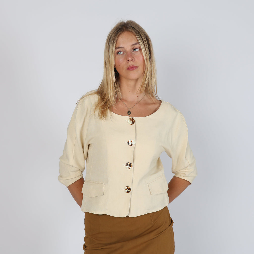 Cream Y2K United Colors of Benetton Woven Jacket (S)