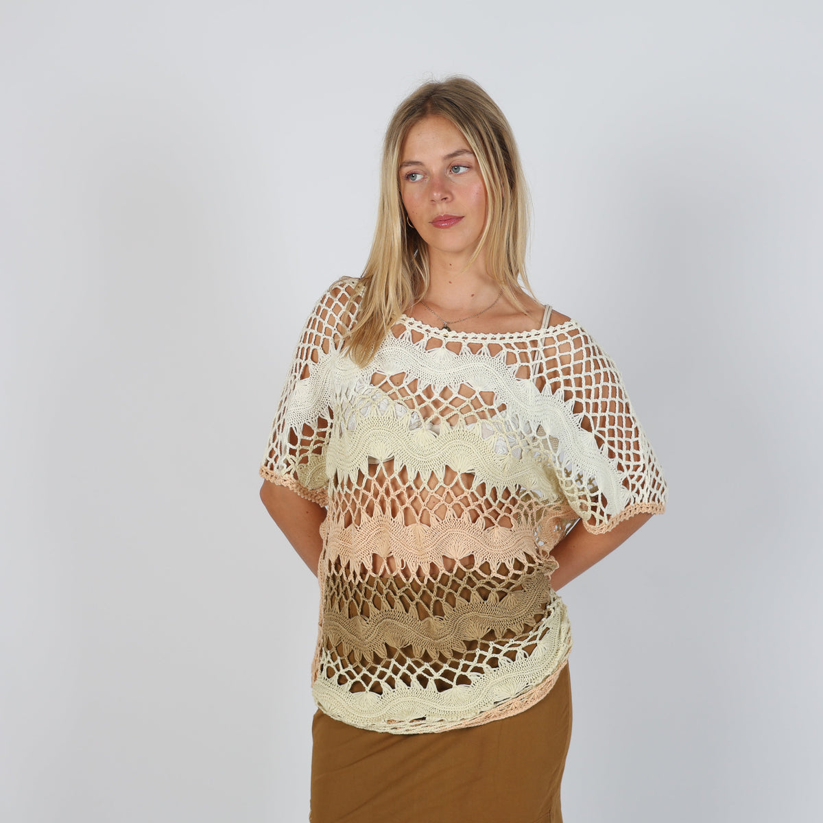Cream Y2K Knitted Top (M)