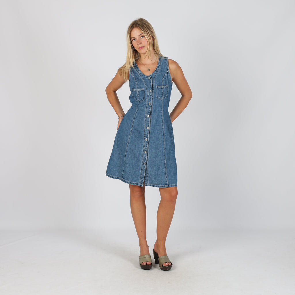 Blue Y2K Denim Midi Dress (M)
