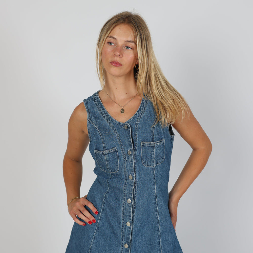 Blue Y2K Denim Midi Dress (M)