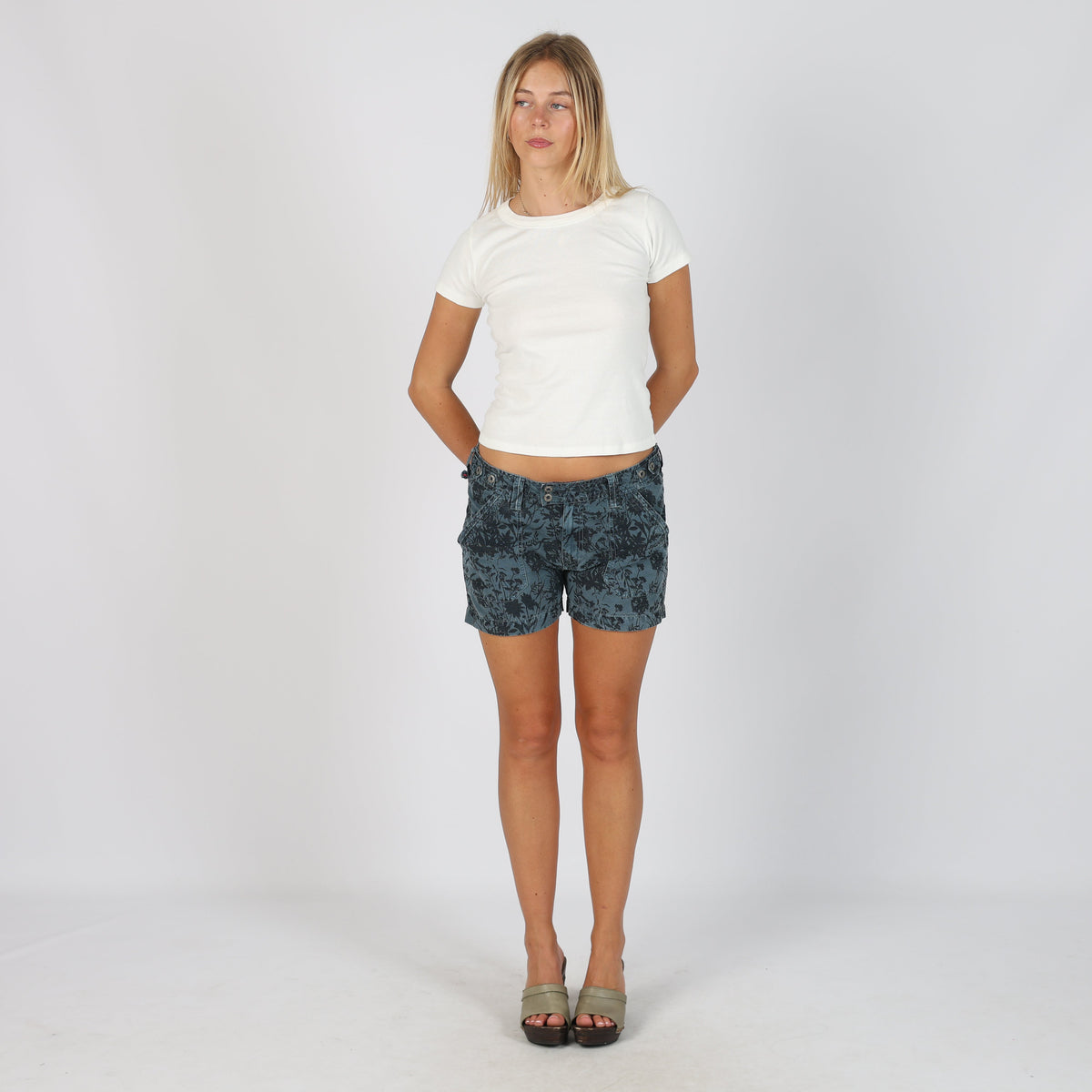 Charcoal Grey Y2K Think Pink Woven Shorts (S)