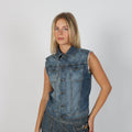 Blue Y2K United Colors of Benetton Denim Jacket Sleeveless (S)