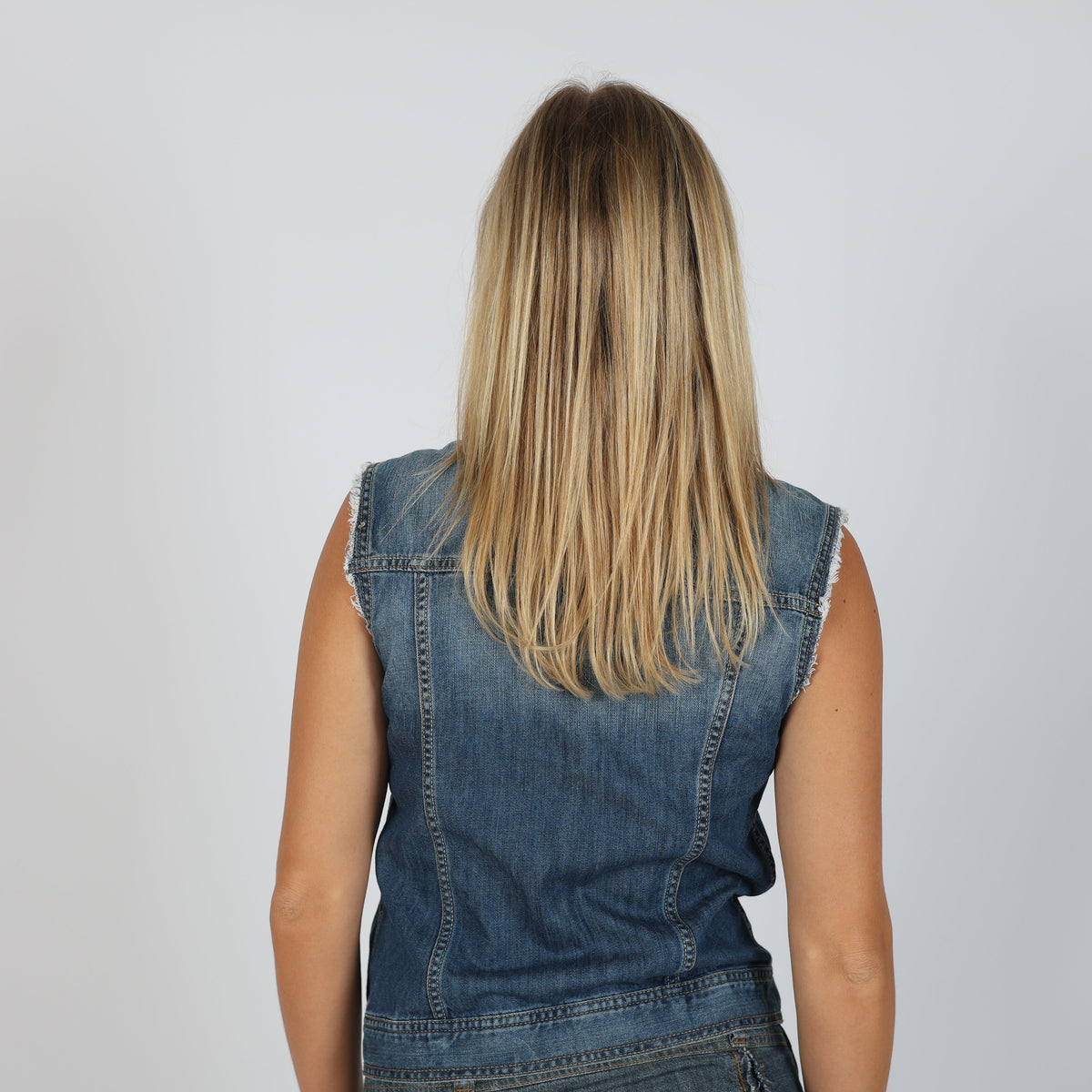 Blue Y2K United Colors of Benetton Denim Jacket Sleeveless (S)