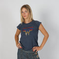 Navy Blue Y2K Baby Tee Wonder Woman (S)