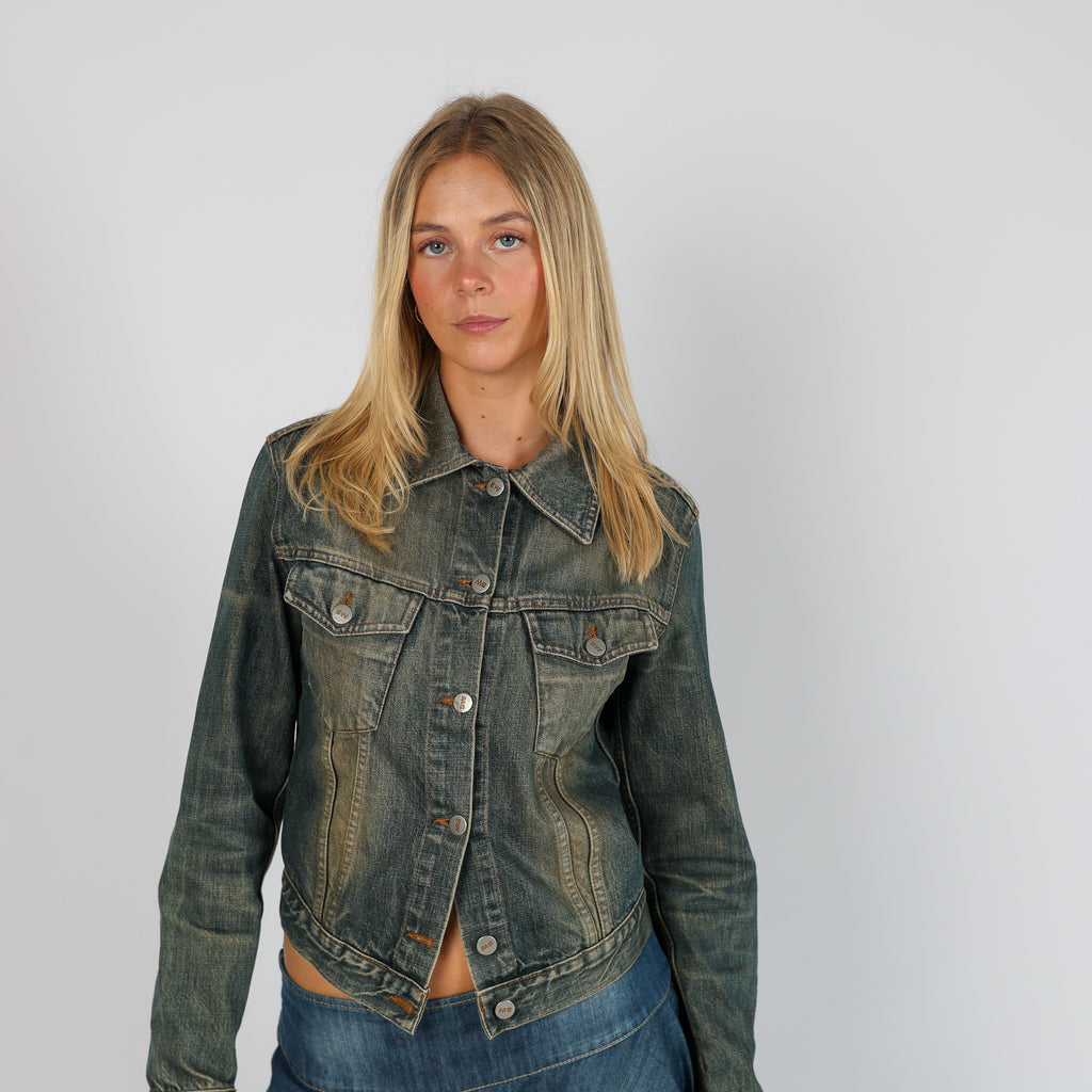 Blue Y2K Sexy Woman Denim Jacket (S)