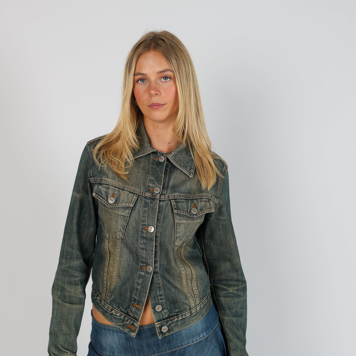 Blue Y2K Sexy Woman Denim Jacket (S)