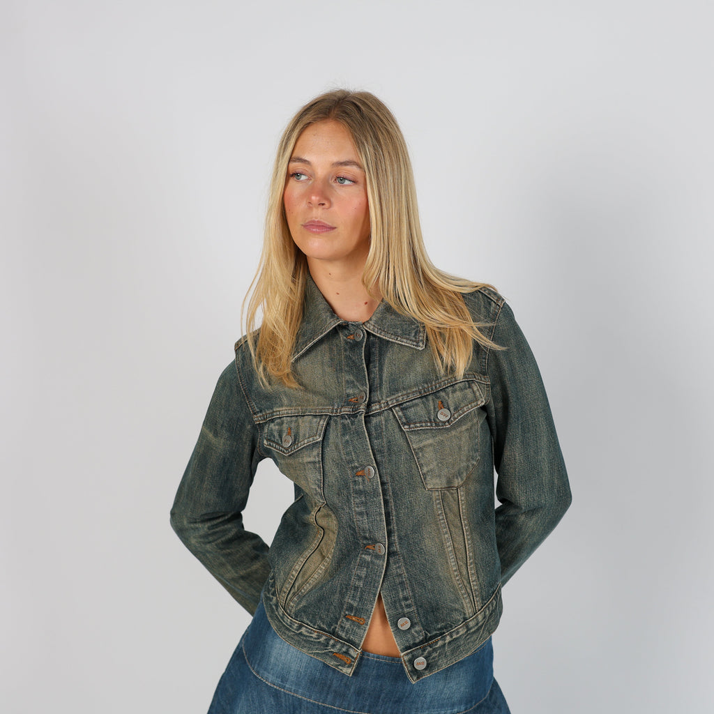 Blue Y2K Sexy Woman Denim Jacket (S)