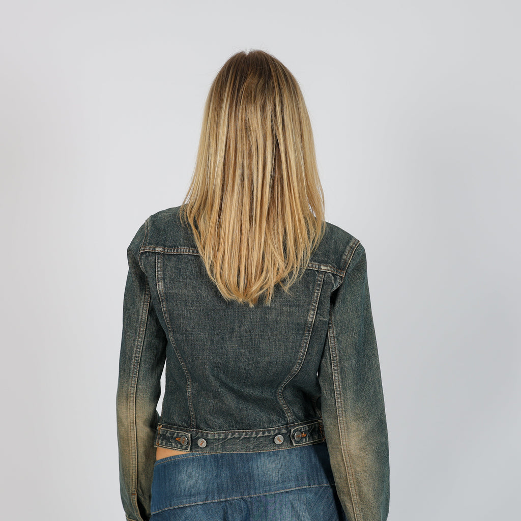 Blue Y2K Sexy Woman Denim Jacket (S)