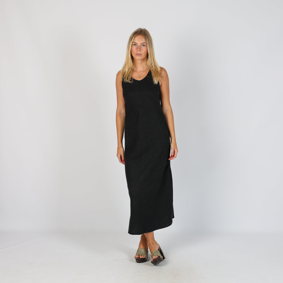 Black Y2K Oops Woven Maxi Dress (S)