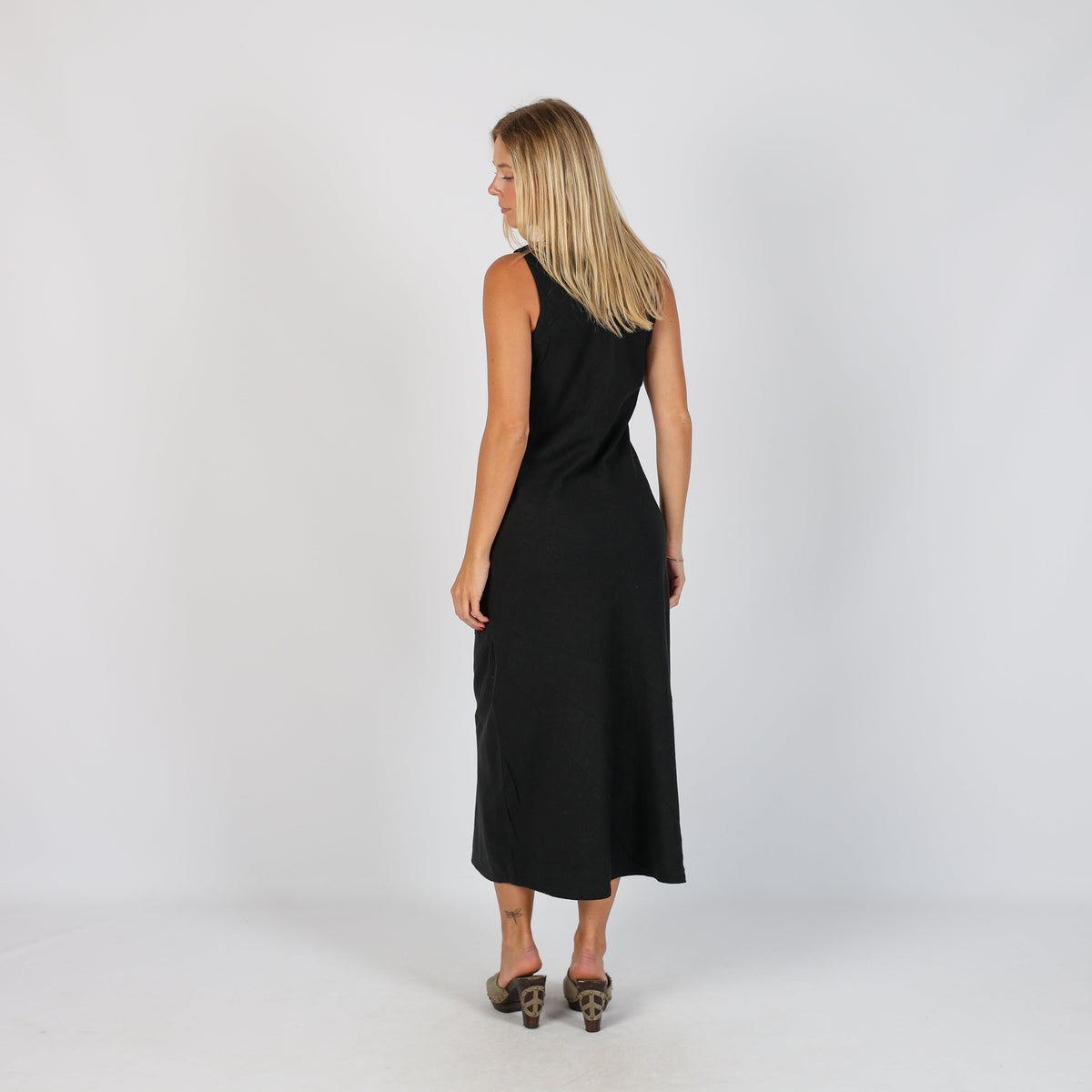 Black Y2K Oops Woven Maxi Dress (S)